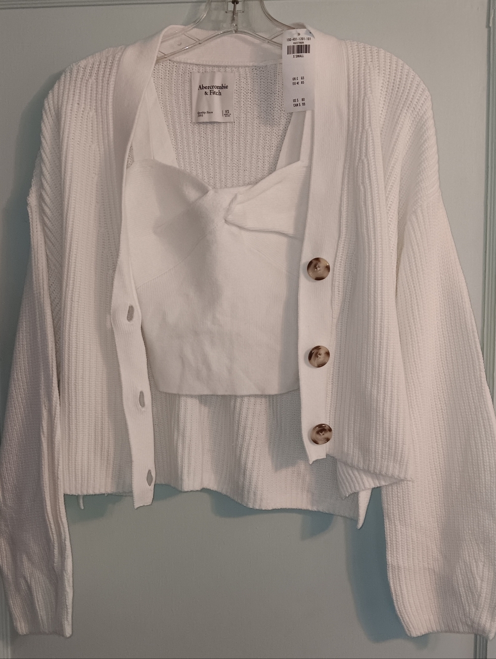 Abercrombie & Fitch Cropped Sweater & Tank Top 2Pc Set White Size XSmall NWT